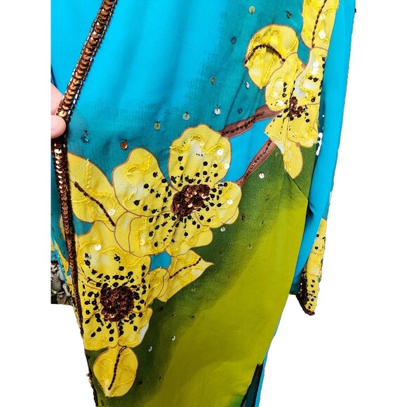 Midnight Velvet 2 Piece Jacket/Tank Plus Size 1X Embellished Flowy - Picture 3 of 15